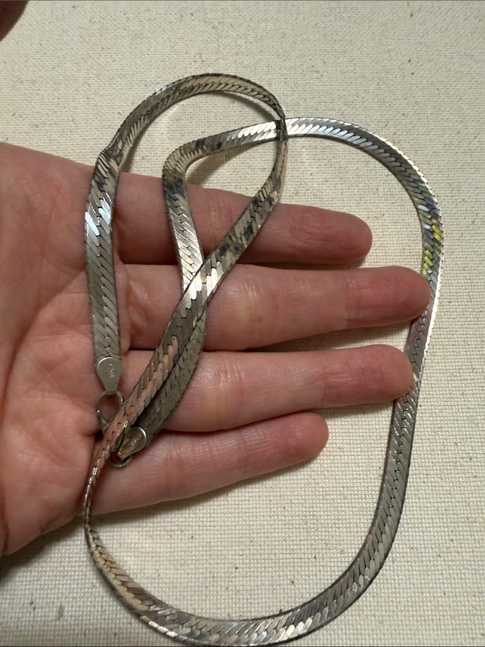 Stunning Sterling Silver 925 Herringbone Necklace 24’ in long